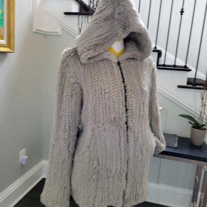 Rabbit Fur Jacket with Hood
